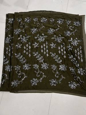 Mehendi Color Sequence Silk Designer Saree With  Silk Sequence Blouse 8
